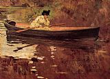 William Merritt Chase Famous Paintings - Mrs. Chase in Prospect Park